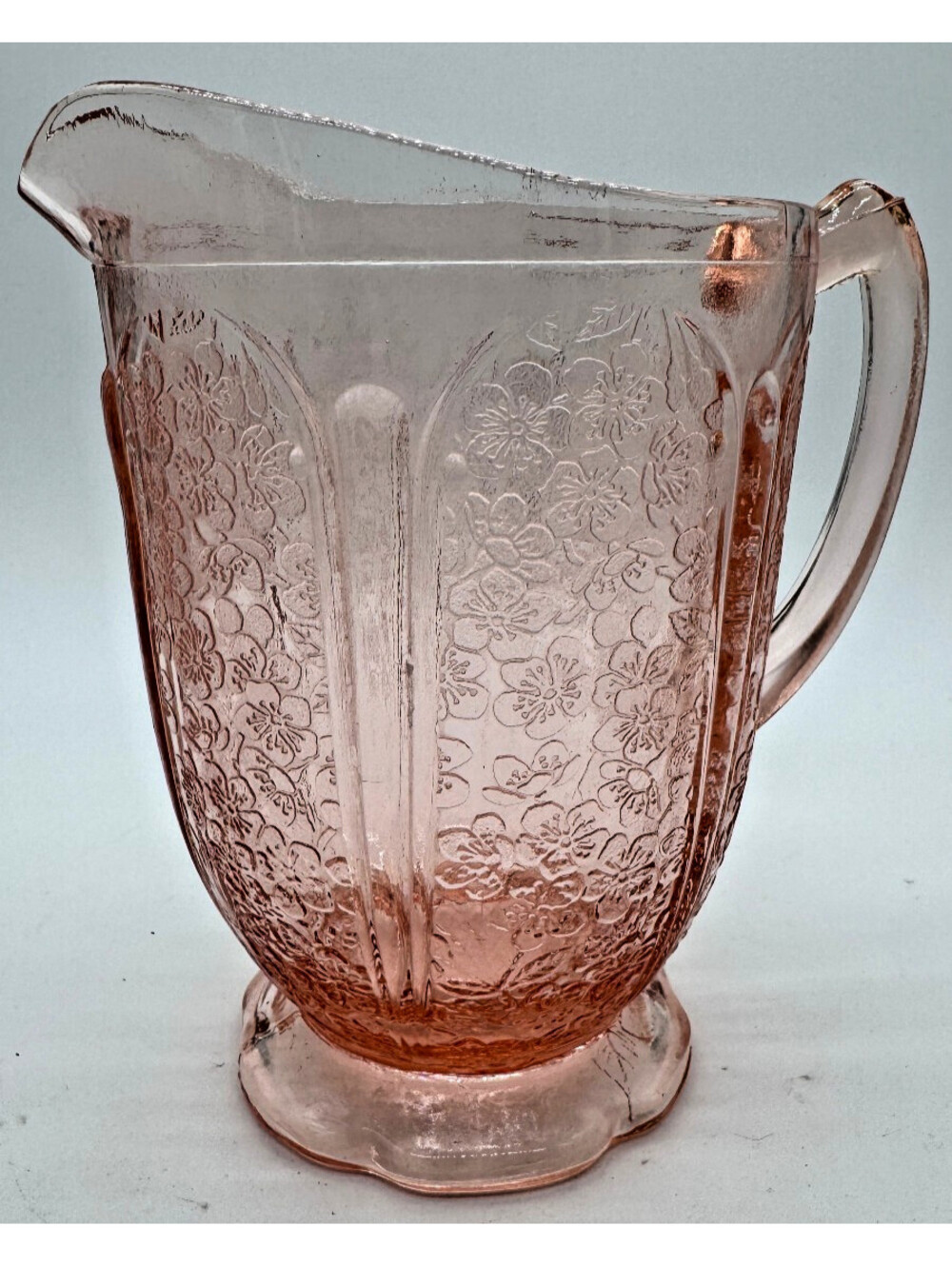 Jeannette Cherry Blossom Pink Depression Glass 36 oz Pitcher 7" 1930s
